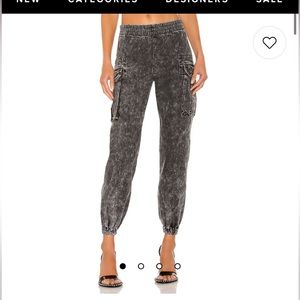 Norma Kamali Boyfriend Cargo Sweat Jog Pant Black Acid Wash NWT size 6 REVOLVE